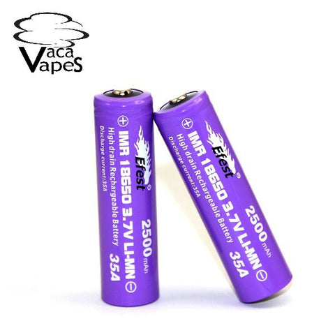 Efest Purple IMR 18650 2500mAH 35amp 3.7v Button Top Batteries
