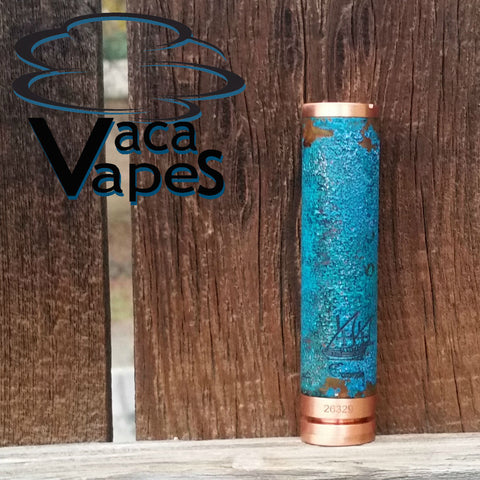 One of a Kind Forced Patina 18650 Copper Caravela Mod Clone #555